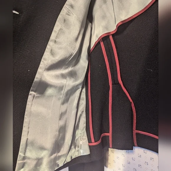 🖤 J.Crew black wool blazer jacket leather 3 buttons lining skulls preppy goth - Picture 6 of 13